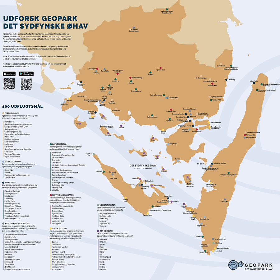 Brochure med 100 udflugtsmål i geoparken