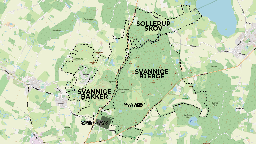 Svanninge Bakker og Bjerge - Map