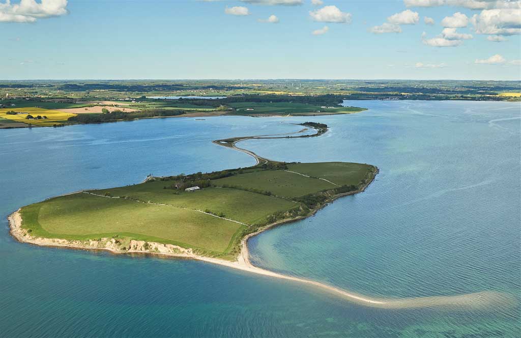 Svelmø, luftfoto. Geopark Det Sydfynske Øhav.