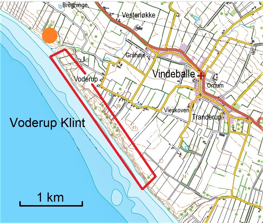 Voderup Klint - Kort. Geopark Det Sydfynske Øhav.