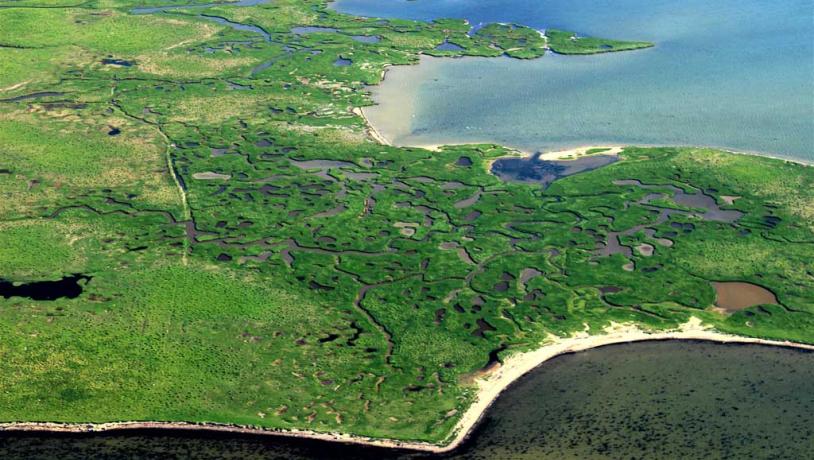 Losystemet på Monnet. Luftfoto. Geopark Det Sydfynske Øhav