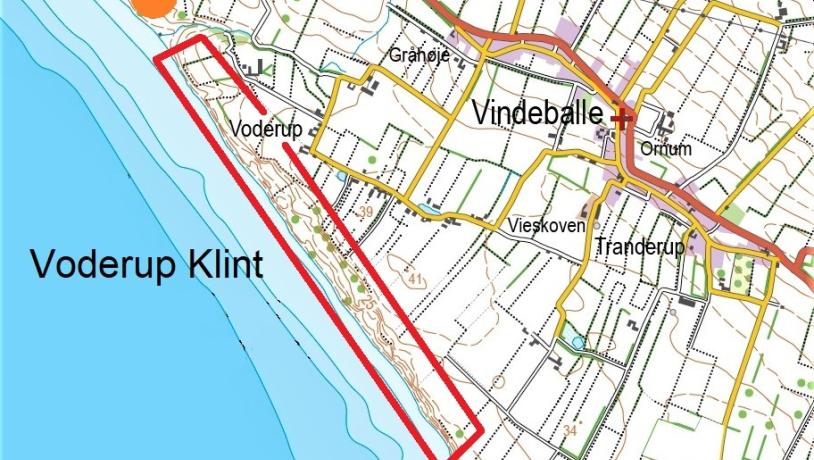 Voderup Klint - Kort. Geopark Det Sydfynske Øhav.