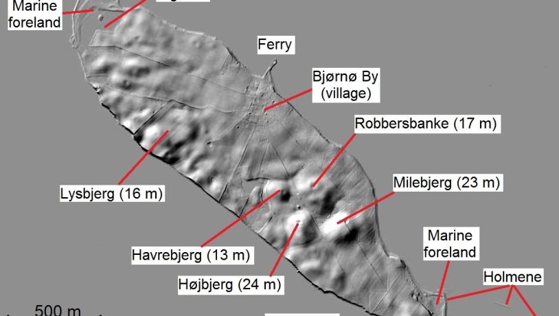 Map of The Island of Bjørnø placed in Geopark South Funen Archipelago